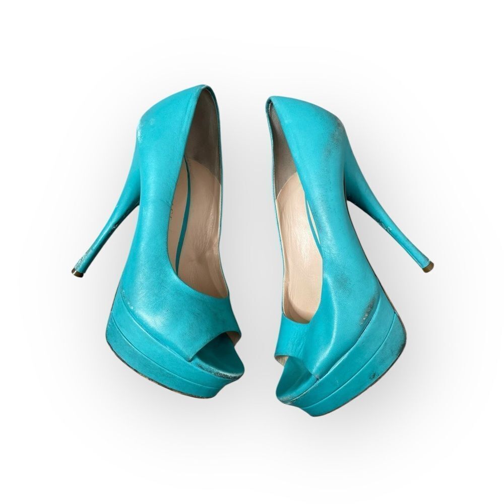 Versace Tiffany Blue High Heel Pumps Size 37.5 7.5